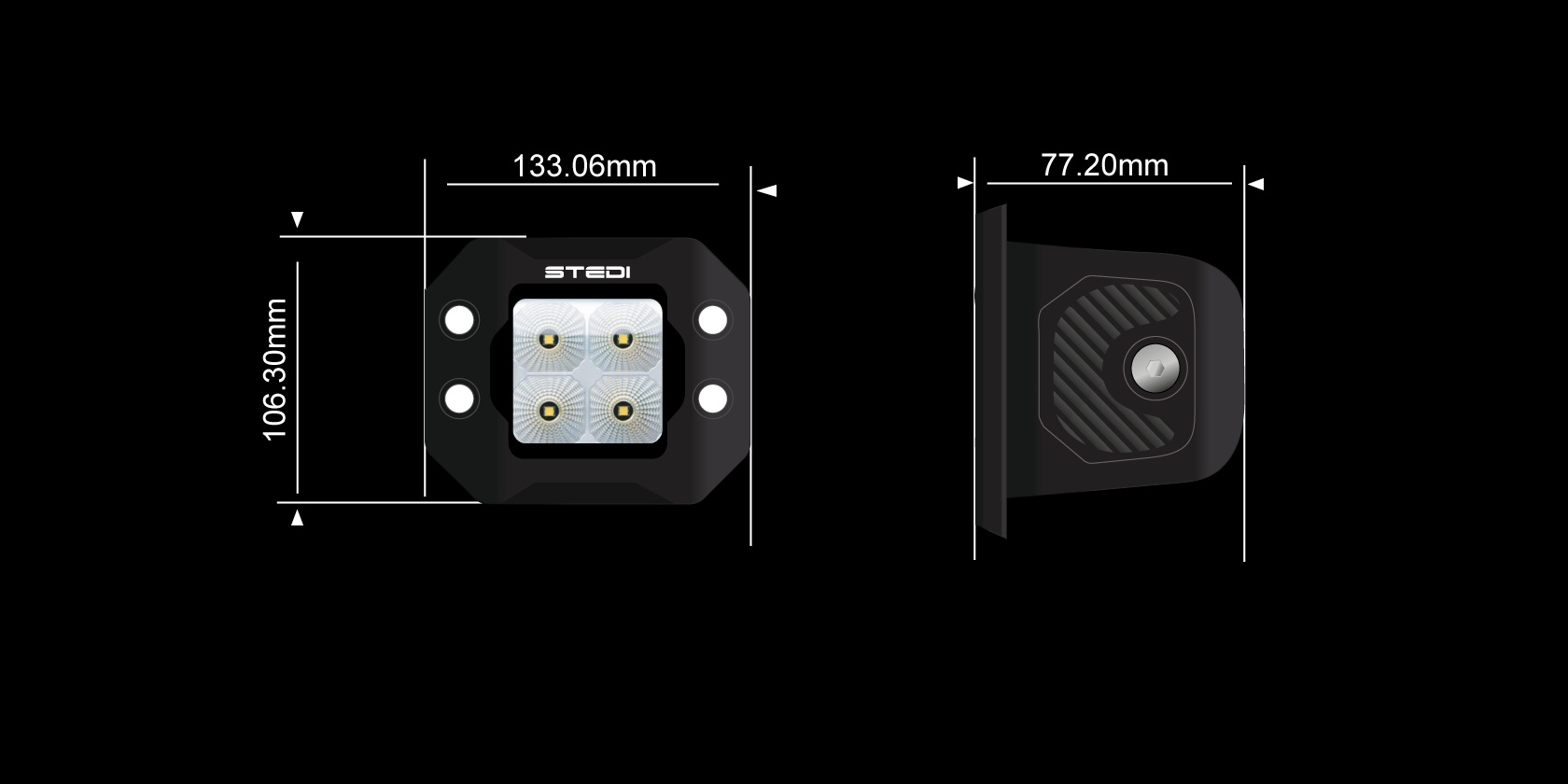 STEDI G4 Black Flush arbetsbelysning
